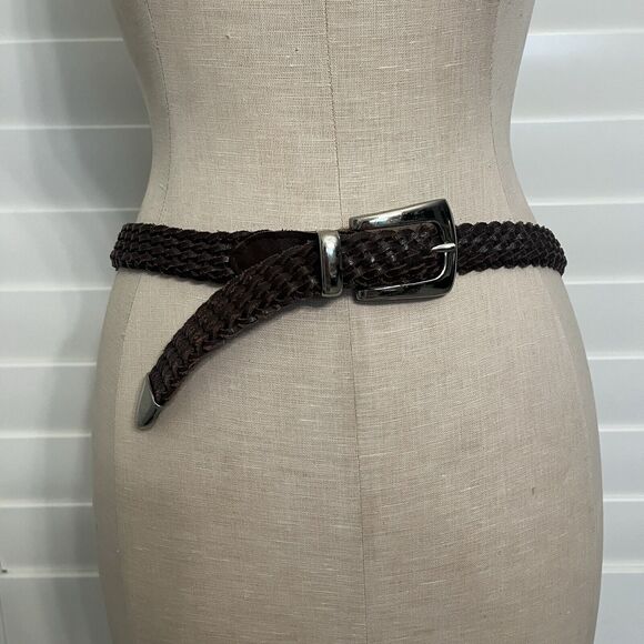 Honors Genuine Split Cowhide leather Braided Belt brown, size M, classic, casual - Picture 1 of 7